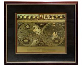 Vintage Willem Janszoon Gold Foil Blaeu Map
