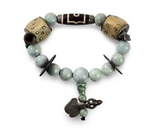 Vintage Gilt Silver Jadeite Dice Bracelet
