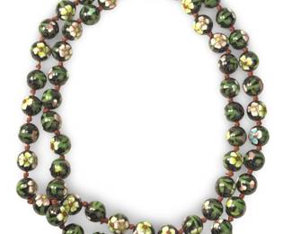 Vintage Cloisonné Art Deco Enamel Bead Necklace
