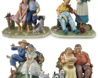 4pc Norman Rockwell Spring Scenery Sculptures
