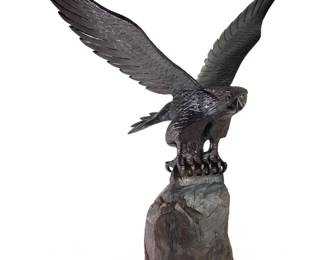 Large Hand Carved Wood Eagle Sculpture

