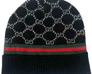 Italian Gucci Monogrammed Wool Beanie
