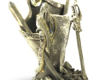Signed P.Berg Pewter Warrior Wizard Sword Figure
