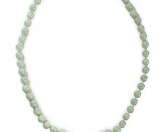 14K Gold Clasp 8MM Knotted Jade Bead Necklace
