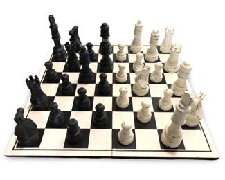 Large Indoor Outdoor Black White Wood Chess Set
