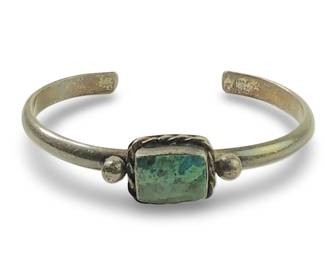 Native American Silver Turquoise Cuff Bracelet
