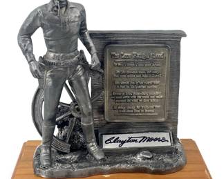 Signed Clayton Moore “Lone Ranger Creed" Sculpture
