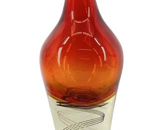 Amber Red Murano Art Glass Vase
