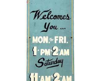 Vintage "The Friendly Tavern" Wooden Bar Sign
