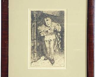 Etching "Keying Up Court Jester" William M. Chase
