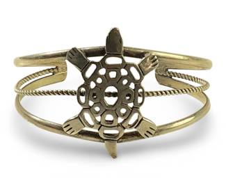 Vintage Silver Turtle Overlay Cuff Bracelet
