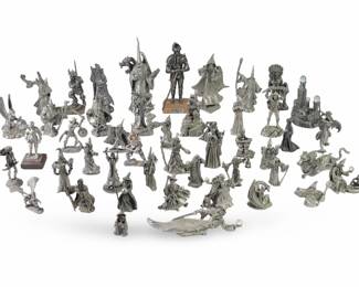 Large Collection of Warrior Wizard Dragon Pewter
