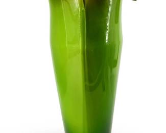 Murano Style Green Red Art Glass Vase

