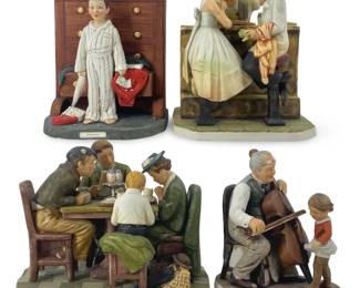 4pc Norman Rockwell Porcelain Sculptures
