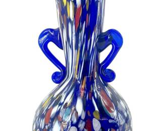 Italian Murano Blue Art Glass Vase

