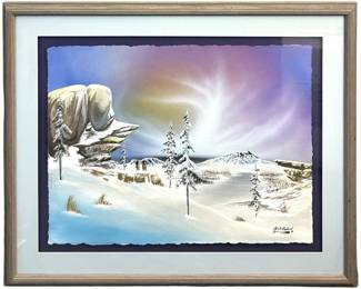 Signed Robert Redbird Original Gouache Painting

