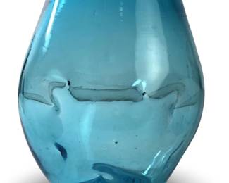 Vintage Hand Blown Cobalt Blue Art Glass Vase

