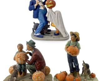 3 Norman Rockwell Porcelain Halloween Sculptures
