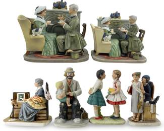6pc Norman Rockwell Varied Porcelain Sculptures
