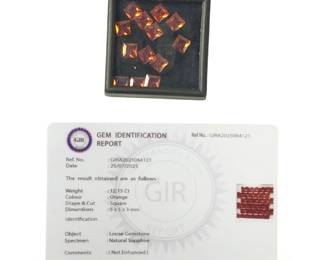 12.15Ct Square Cut Loose Orange Sapphire Gemstones

