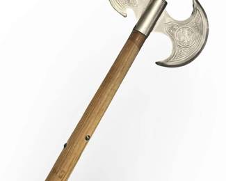 Double Axe with Spear Tip & Etched Blades
