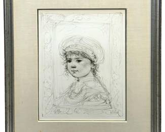 Signed Edna Hibel “Terre" Lithograph
