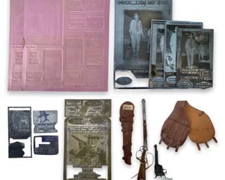 John Wayne Print Plates & Toy Gun Accessories Lot
