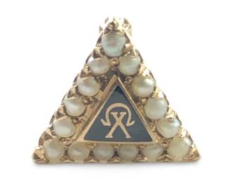 10K Gold Pearl Triangle Phi Delta Chi Fraternity
