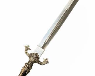 Ornate Medieval-Style Short Sword with Lion Guard
