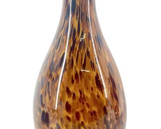 Hand Blown Brown & Black Art Glass Vase
