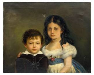 Signed Julius Hamburger Antique Oil on Canvas
