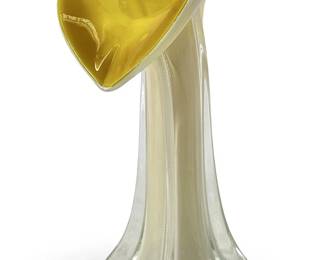Yellow & White Art Glass Vase
