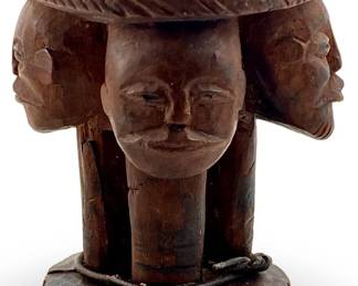 Small Antique African Carved Wooden Pedestal
