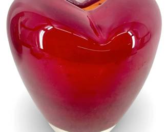 Red Art Glass Heart Shaped Vase
