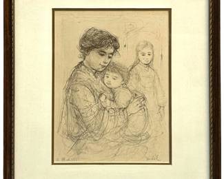 Signed Edna Hibel “Susan & Children" Lithograph
