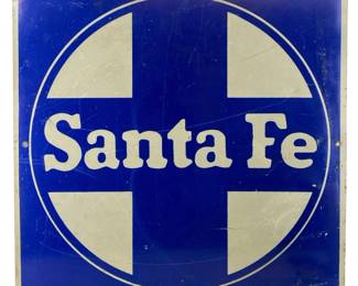 Vintage Santa Fe Metal Railroad Sign
