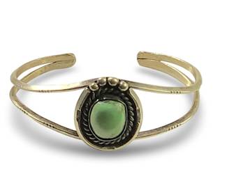 Native American Silver Green Turquoise Cuff
