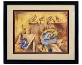Signed Francisco Toledo Surrealist Watercolor

