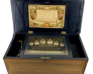 Antique Wooden Visible Bells: 12 Girls' Music Box

