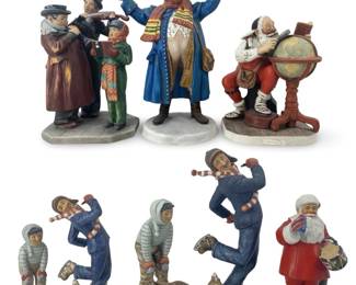 6pc Norman Rockwell Porcelain Christmas Sculptures

