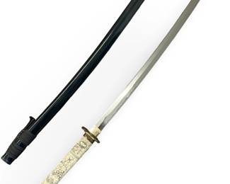 Carved Bone Handled Katana and Sheath
