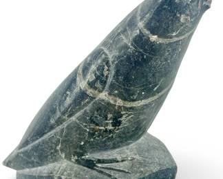 Signed Levie Weet Carved Soapstone Bird
