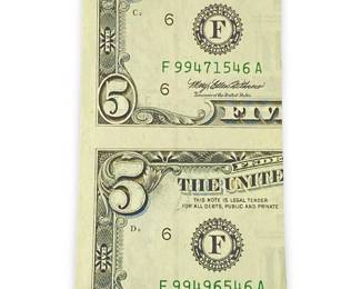 Miscut Money Error Pre Year 2000 $5 Bill
