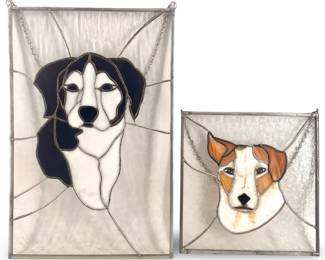Signed Molly Art Glass Puppy Mosaics
