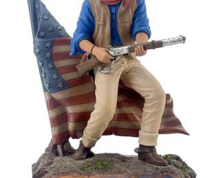 John Wayne Cowboy Sculpture with U.S. Flag
