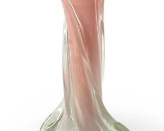 Murano Twisted Red and White Art Glass Vase
