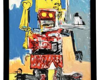 Attrib Signed Basquiat Original Acrylic on Canvas
