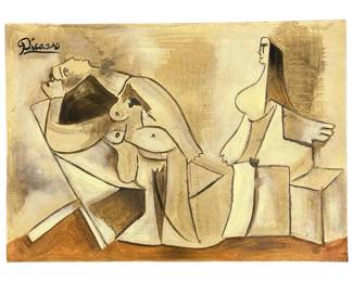 Signed Attributed Picasso Gouache Painting
