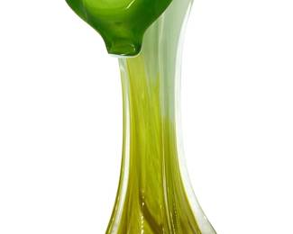Yellow and Green Ombre Art Glass Vase
