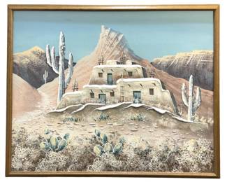 Signed Teresa Adobe Textural Oil on Canvas
